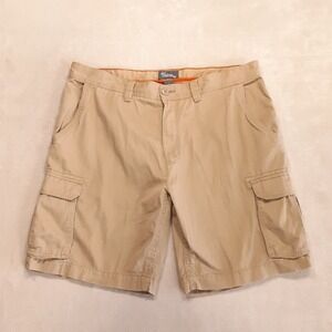 St. John's Bay Mens Heavy Weight Cargo Shorts Sz.40 Khaki Cotton 9" Inseam